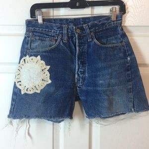 Vintage Levi Cut-Offs, Button Fly, Hand Embellish